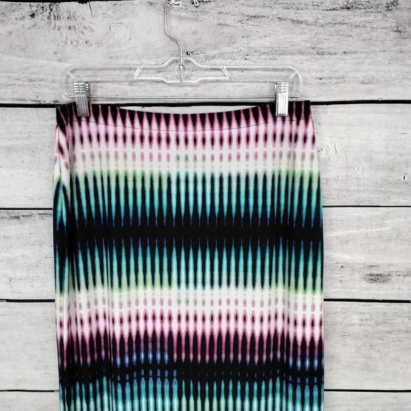 Rafaella Skirt Multicolor Stretch Knit Elastic Waist Pencil  Sz M Slinky Office - Picture 2 of 8